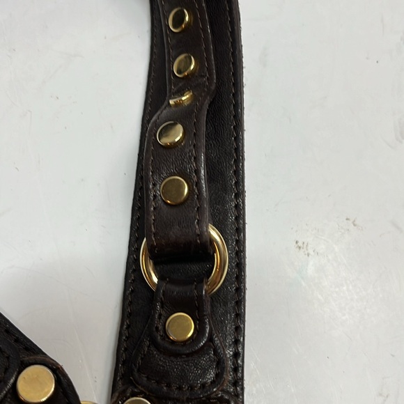 ABACO BROWN BELT STUDDED WITH GOLD GROMMETS AND BUCKLES SZ M main image 8